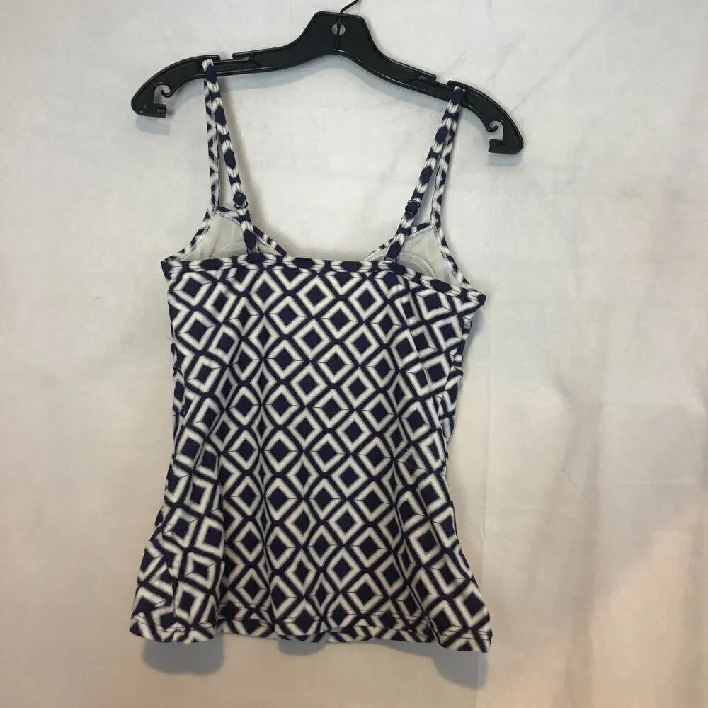 Croft & Barrow Women's Swim Tankini Top Size 10 Purple, Gray & White Diamond Pat